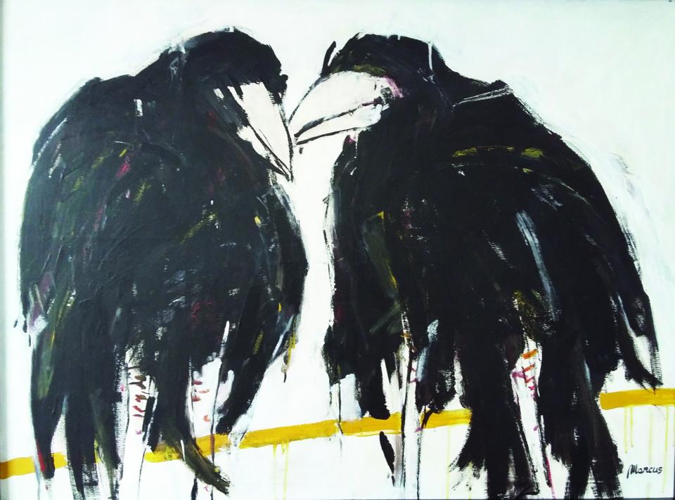 Ravens, acrylic on canvas, 125 x 93cm, 2015.