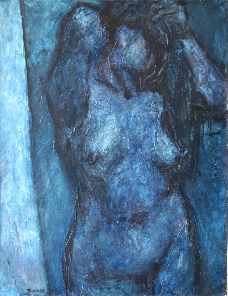 01b.Blue female nude, Oil on canvas, 90 x 70 cm. 1986.